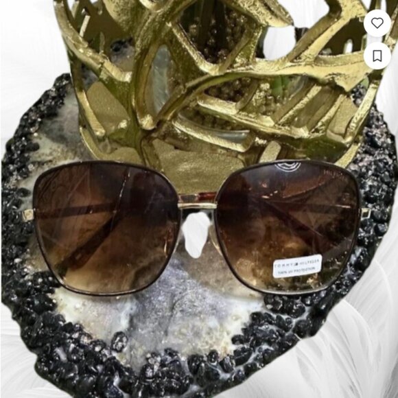 NEW Tommy Hilfiger Esmeralda Brown Gold Women Sunglasses - Picture 1 of 5